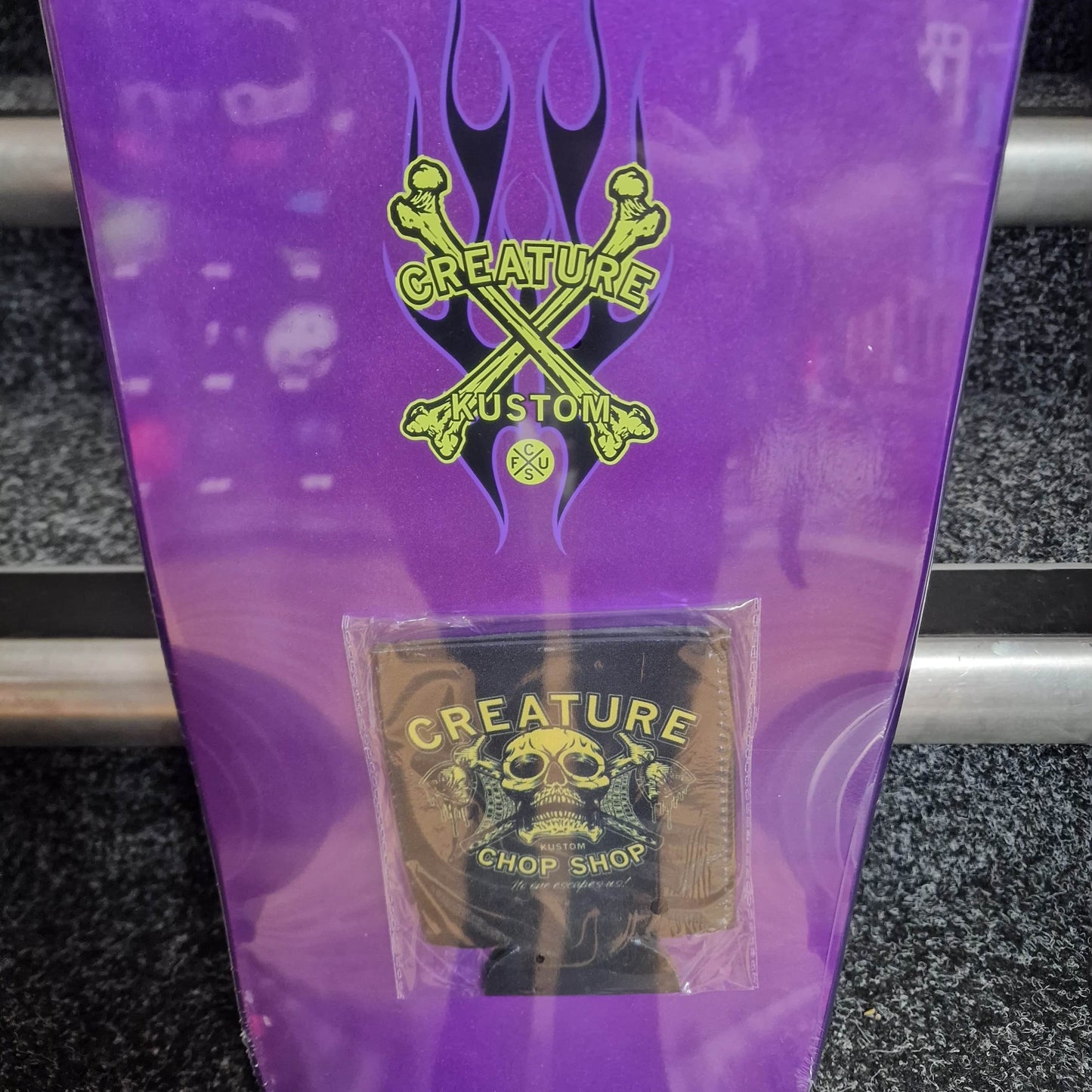 Creature Skateboards 8.5 Creature Chop Shop Flame 8.5" Purple / Green Skateboard Deck