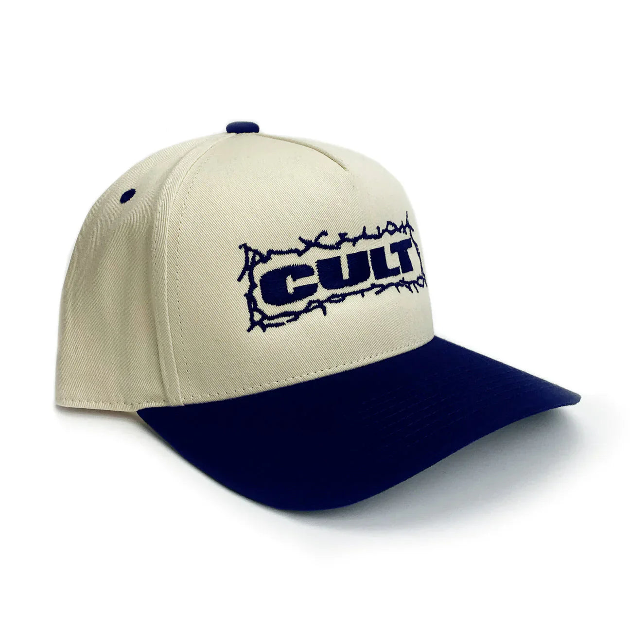 Cult Clothing & Shoes Cream/Navy Cult Bolts Snapback Cap Cream