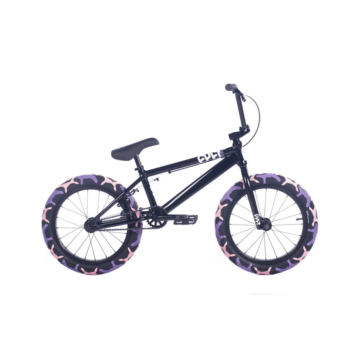 Cult BMX Bikes Black Cult Juvenile 18 Inch Bike Black with Purple Camo Tyres