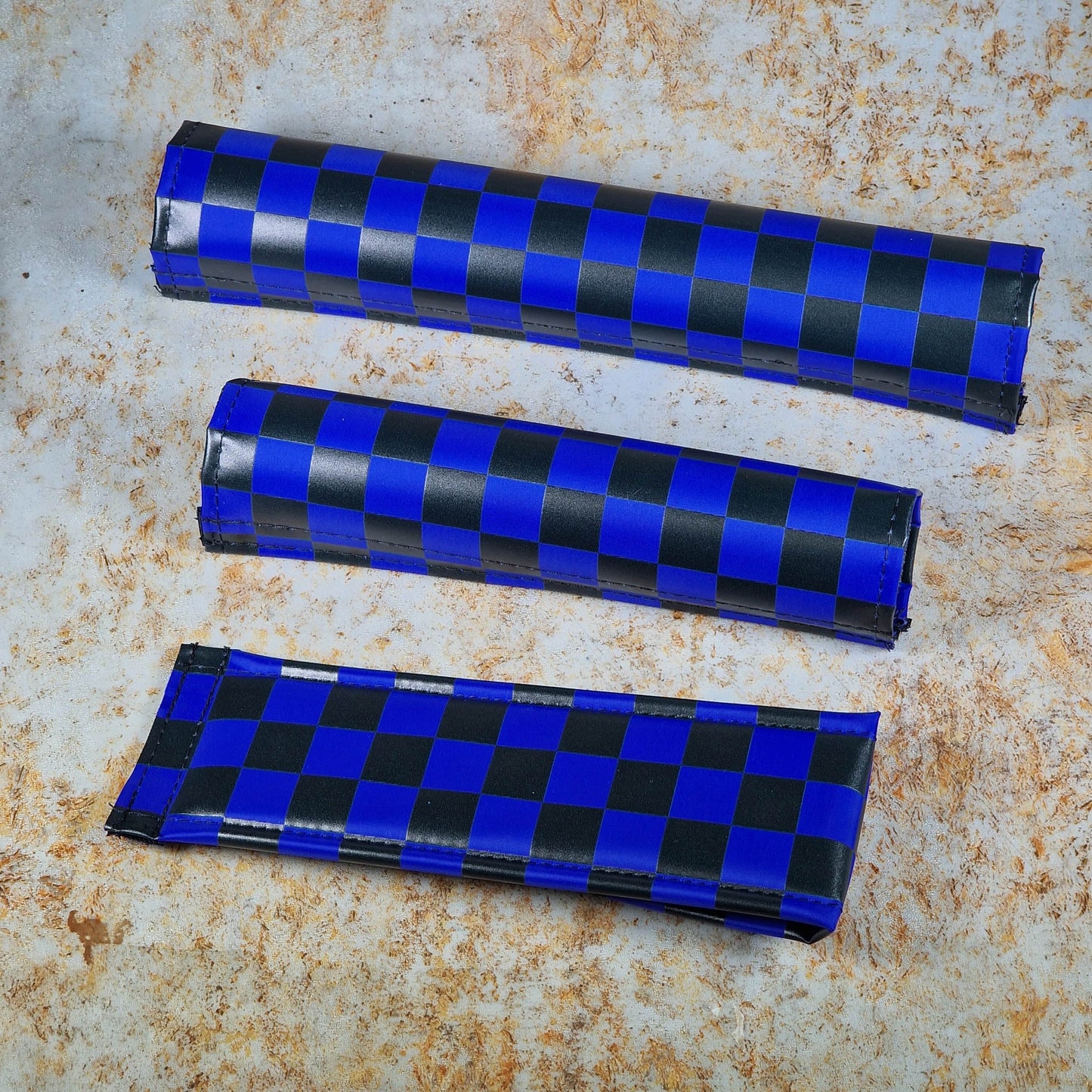 Flite Old School BMX Blue on Black Flite Old School BMX 3 Piece Straight Pad Set Checkers