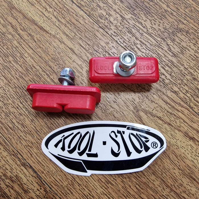 Kool Stop Old School BMX Red Kool Stop Composite Continental Threaded Brake Shoes for Skyways