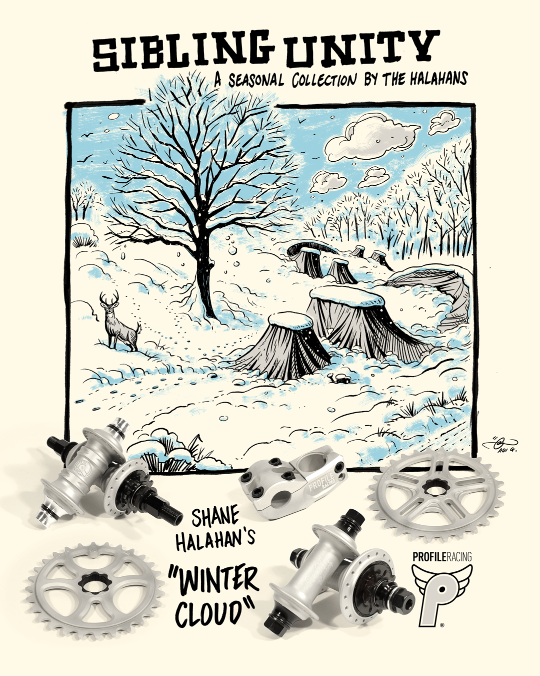 Profile Racing BMX Parts Winter Cloud / 25T Profile Racing Galaxy 22mm Spline Drive Sprocket Limited Edition Winter Cloud