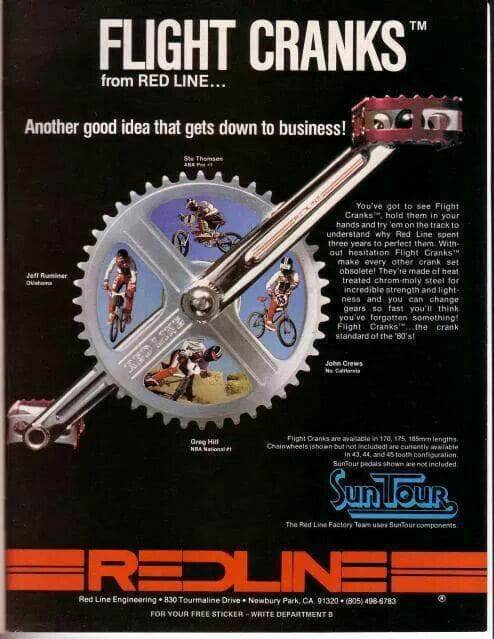 Redline Foundations Old School BMX Redline 401 Single Pinch Flight Cranks with Techmatik BB