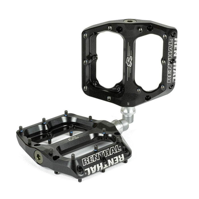 Renthal BMX Parts Black Renthal Revo-F Flat Sealed Bearing CNC Alloy Pedals