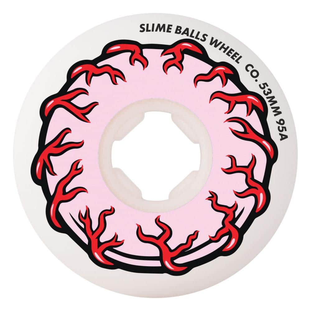 Slime Balls Skateboards 53mm Slime Balls Pink Eyes Vomit Mini 95a White Skateboard Wheels