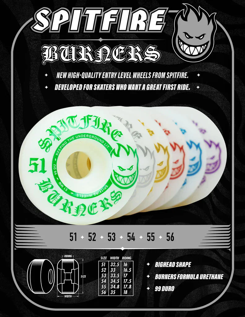 Spitfire Skateboards Spitfire Burner Bighead 99A White Skateboard Wheels