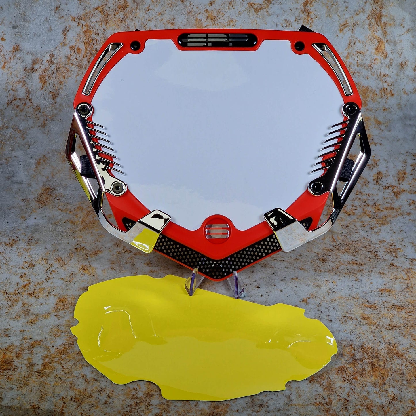 SPP BMX Racing Pro / Red/Chrome SPP 7 PC Pro High Density PP Number Plate System