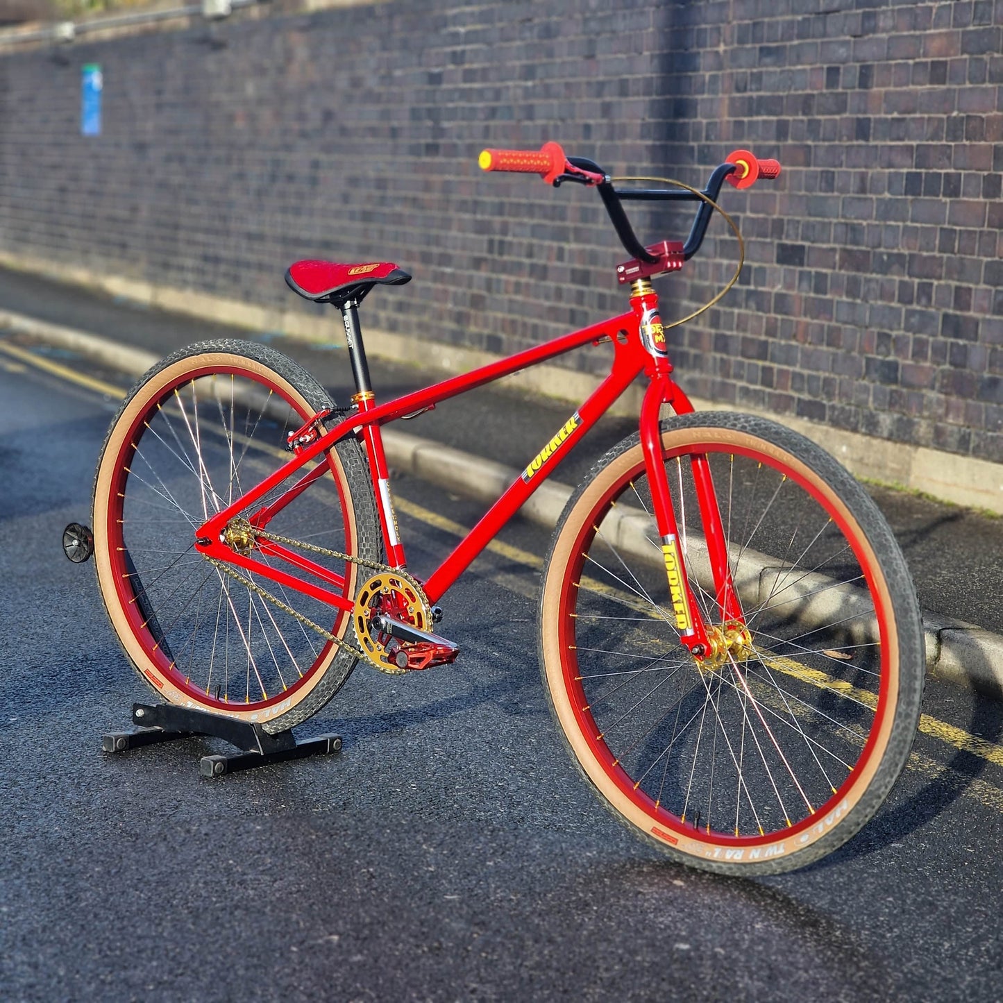 Torker Old School BMX Bikes Red / Gold Torker MX29 26 Inch Cruiser Custom Bike Red / Gold