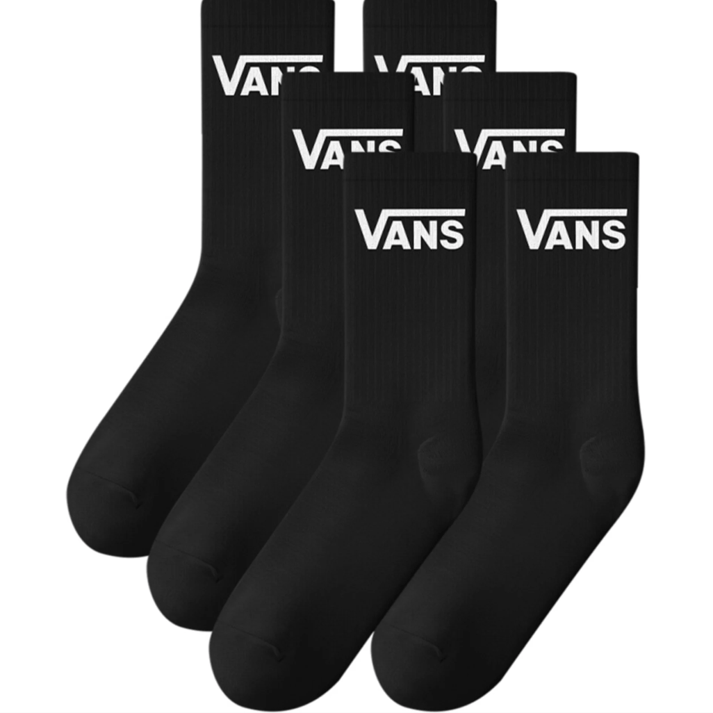Vans Clothing & Shoes UK 8.5 - 12 Vans Classic Half Crew Socks 6 Pack Black