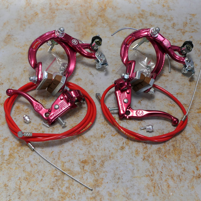 Dia-Compe Old School BMX Dia-Compe MX1000 Red Complete Brake Set with Dia-Compe Cables
