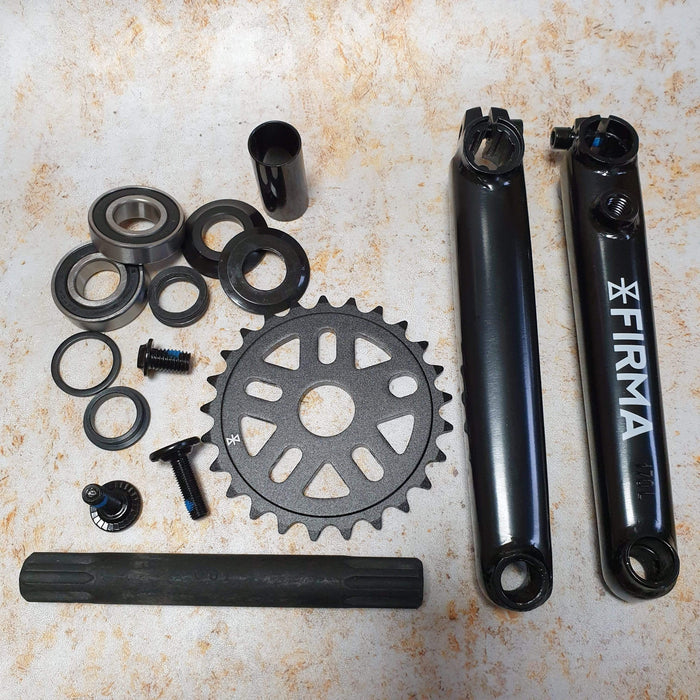 Firma BMX Parts 170mm / Black Firma 3 Piece Cranks with Mid Bottom Bracket and Sprocket Black