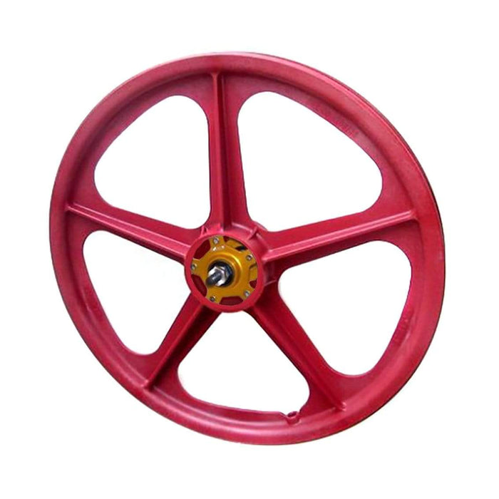 Skyway Old School BMX Red Skyway Tuff II Mag Gold Alloy Flange Wheels 20 Inch Pair Front and Rear