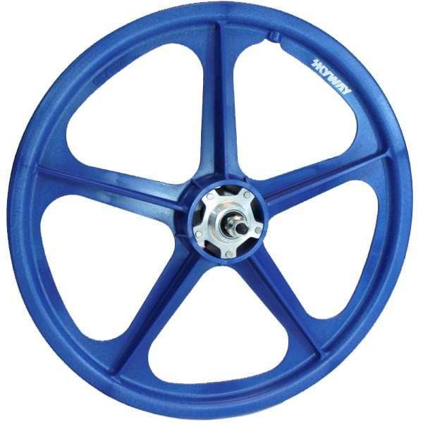 Skyway Old School BMX Blue Skyway Tuff II Mag Silver Alloy Flange Wheels 20 Inch Pair Front and Rear