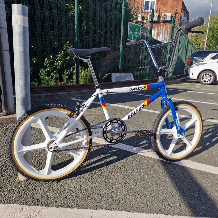 Raleigh Mk 2 Burner Team Custom Bike Blue / White with Skyway Tuff Wheels