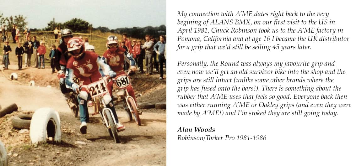 A'ME Old School BMX A'ME BMX Double Bubble Font Round Grips with Box