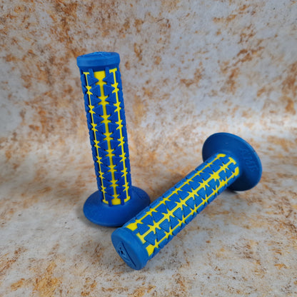 A'ME Old School BMX Blue over Yellow A'ME BMX Dual Grips