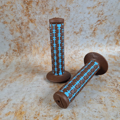 A'ME Old School BMX Brown over Light Blue A'ME BMX Dual Grips