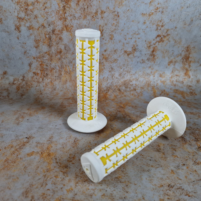 A'ME Old School BMX White over Yellow A'ME BMX Dual Grips