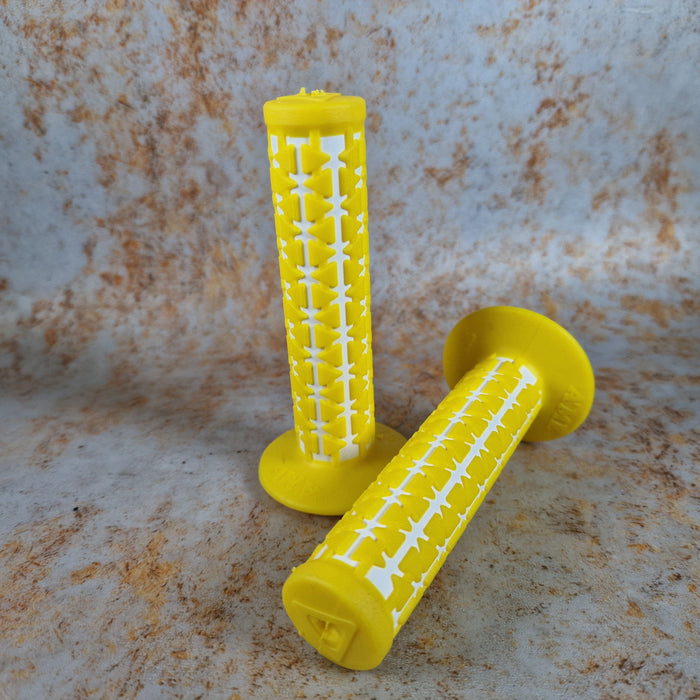 A'ME Old School BMX Yellow over White A'ME BMX Dual Grips