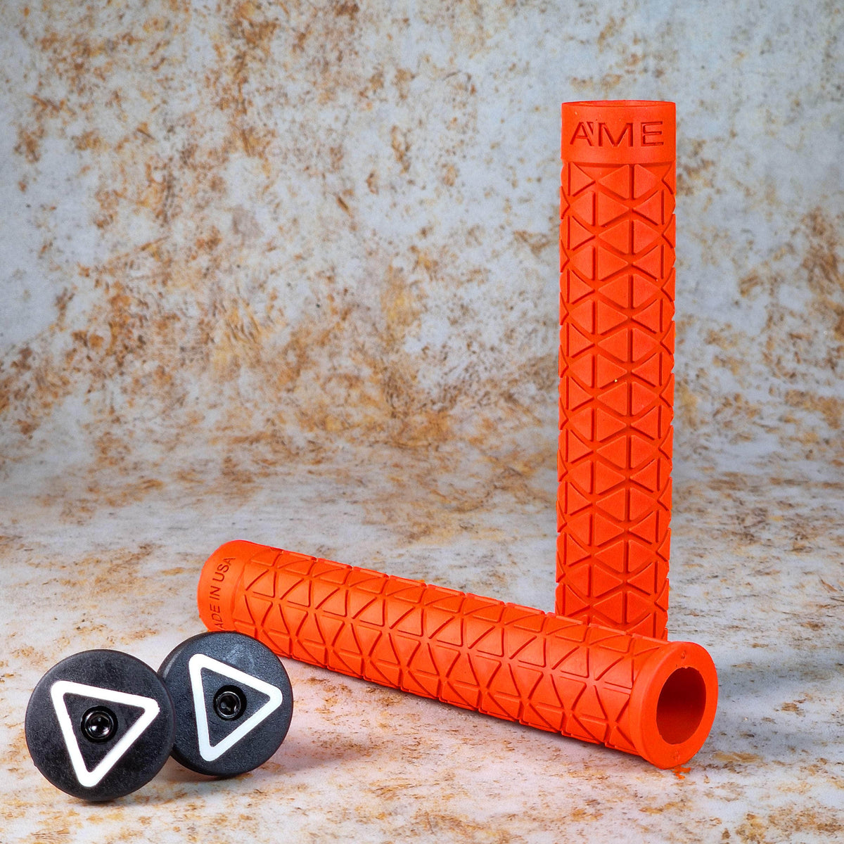 A'ME Old School BMX Fluroescent Orange A'ME BMX Super Tri Grips Flangeless