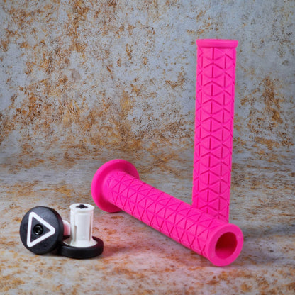 A'ME Old School BMX Fluroescent Pink A'ME BMX Super Tri Grips with Flange