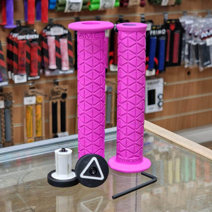 A'ME Old School BMX Fluroescent Pink A'ME BMX Super Tri Grips with Flange