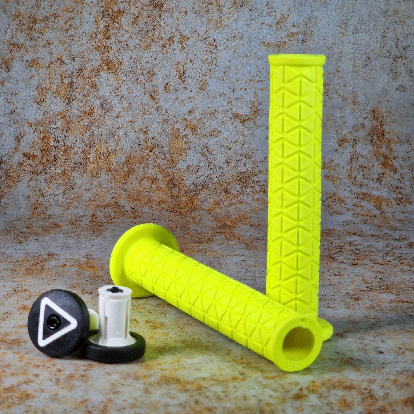 A'ME Old School BMX Fluroescent Yellow A'ME BMX Super Tri Grips with Flange