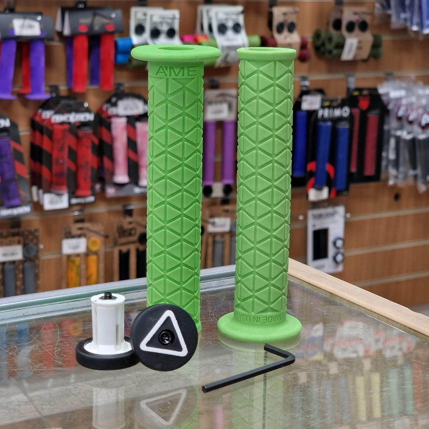 A'ME Old School BMX Green A'ME BMX Super Tri Grips with Flange