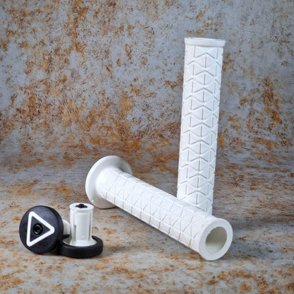 A'ME Old School BMX White A'ME BMX Super Tri Grips with Flange