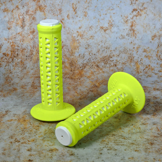 A'ME Old School BMX Fluorescent Yellow over White A'ME BMX Unitron Grips Fluorescent Yellow over White