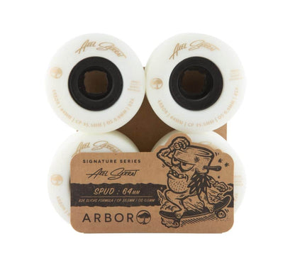 Arbor Skateboards White / 64mm Arbor Signature Spud Axel Serrat 82a White 64mm Skateboard Wheels