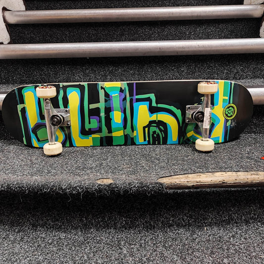 Blind Skateboards 7.875 Blind Logo Glitch First Push 7.875" Green/Yellow Complete Skateboard