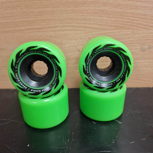 Bones Skateboards 56mm / Green Bones Rough Riders Eternal Flame ATF 80A Green Skateboard Wheels