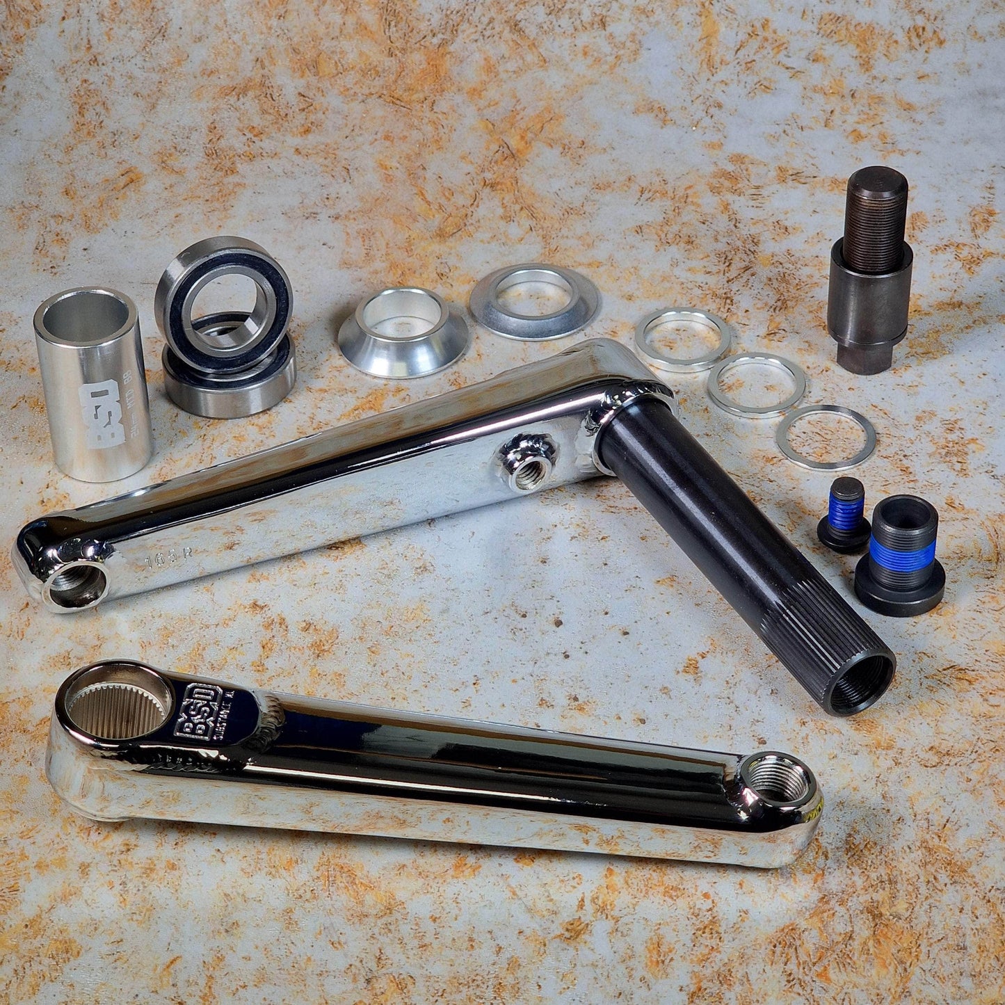 BSD BMX Parts Chrome / 160mm BSD Substance XL V2 Cranks with Bottom Bracket