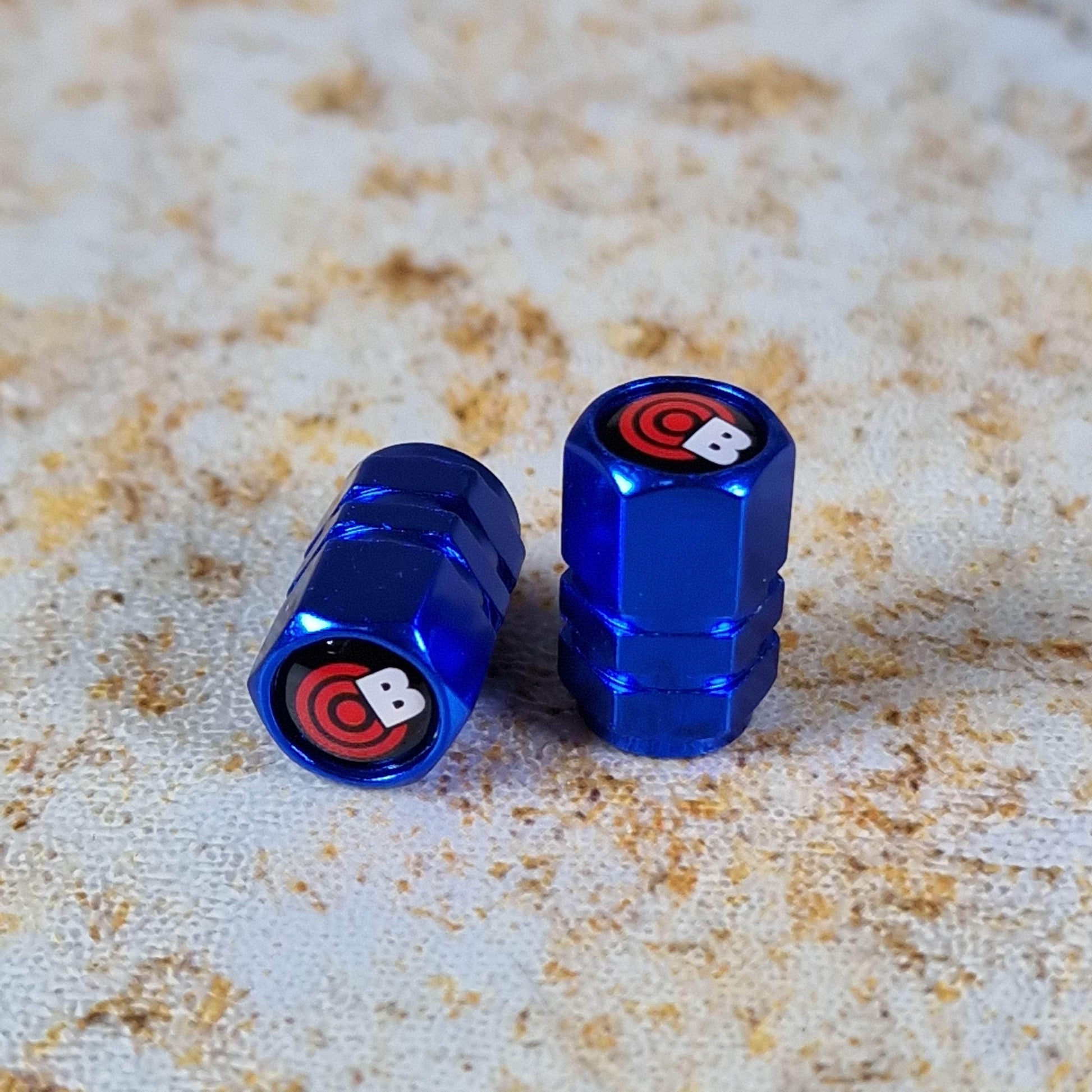 Bullseye BMX Parts Schrader / Blue Bullseye Caliber Valve Caps