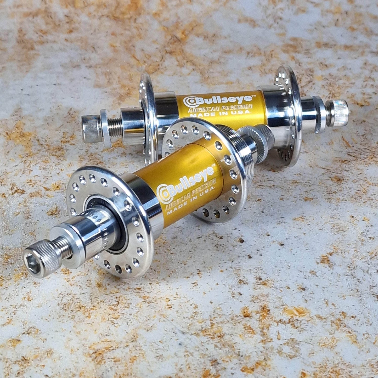 Bullseye Old School BMX Polished/Gold Laser Logo Bullseye Original Old School Hubset