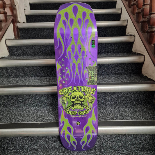Creature Skateboards 8.5 Creature Chop Shop Flame 8.5" Purple / Green Skateboard Deck