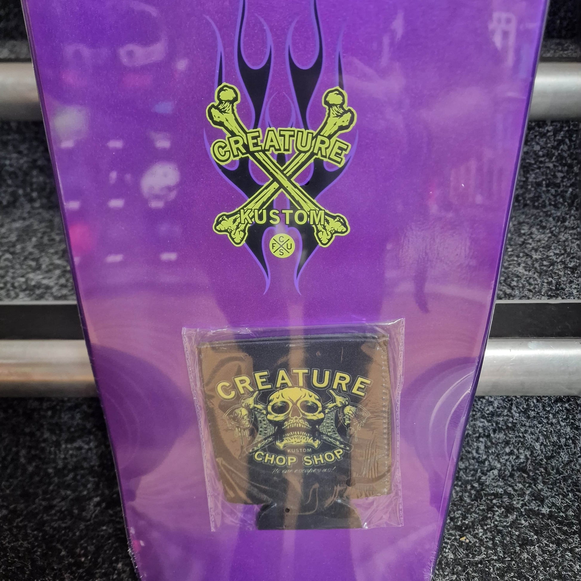Creature Skateboards 8.5 Creature Chop Shop Flame 8.5" Purple / Green Skateboard Deck