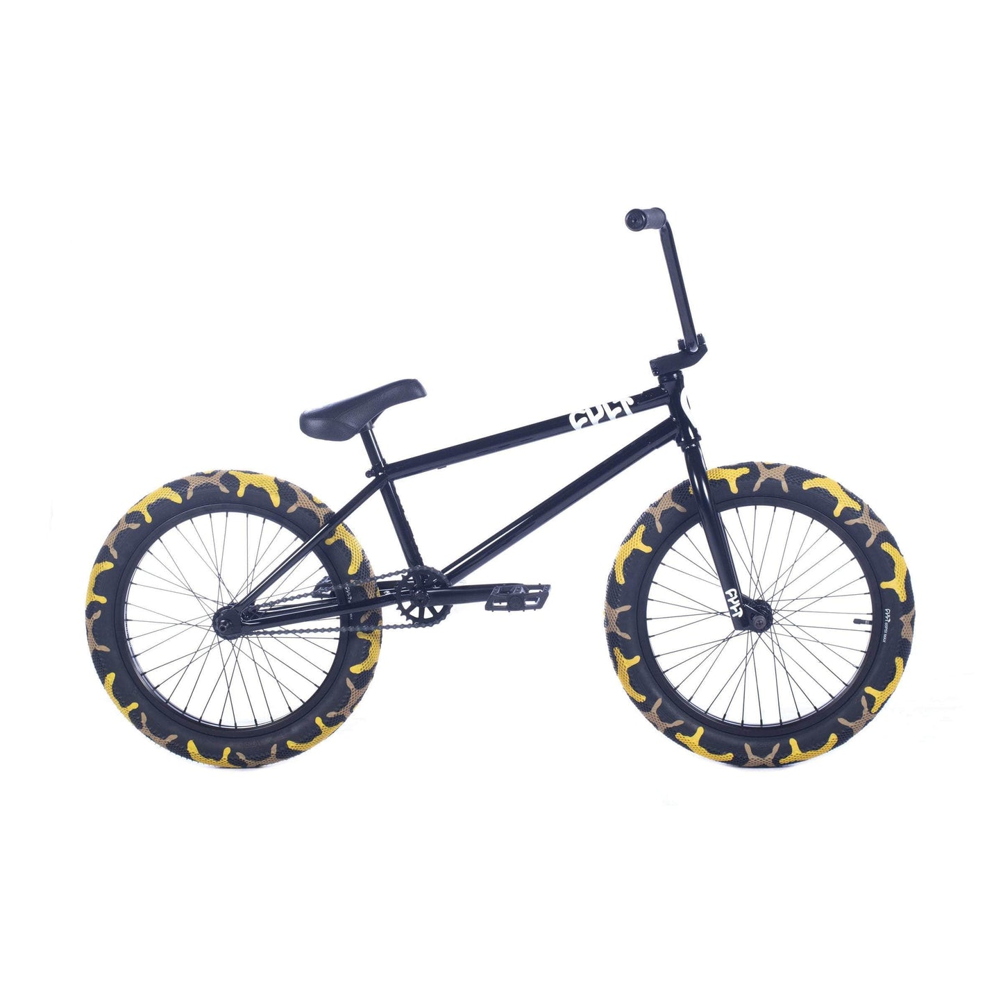 Cult BMX Bikes Black / 20.75 Cult 2024 Control 20.75" TT Bike Black with Yellow Camo Tyres