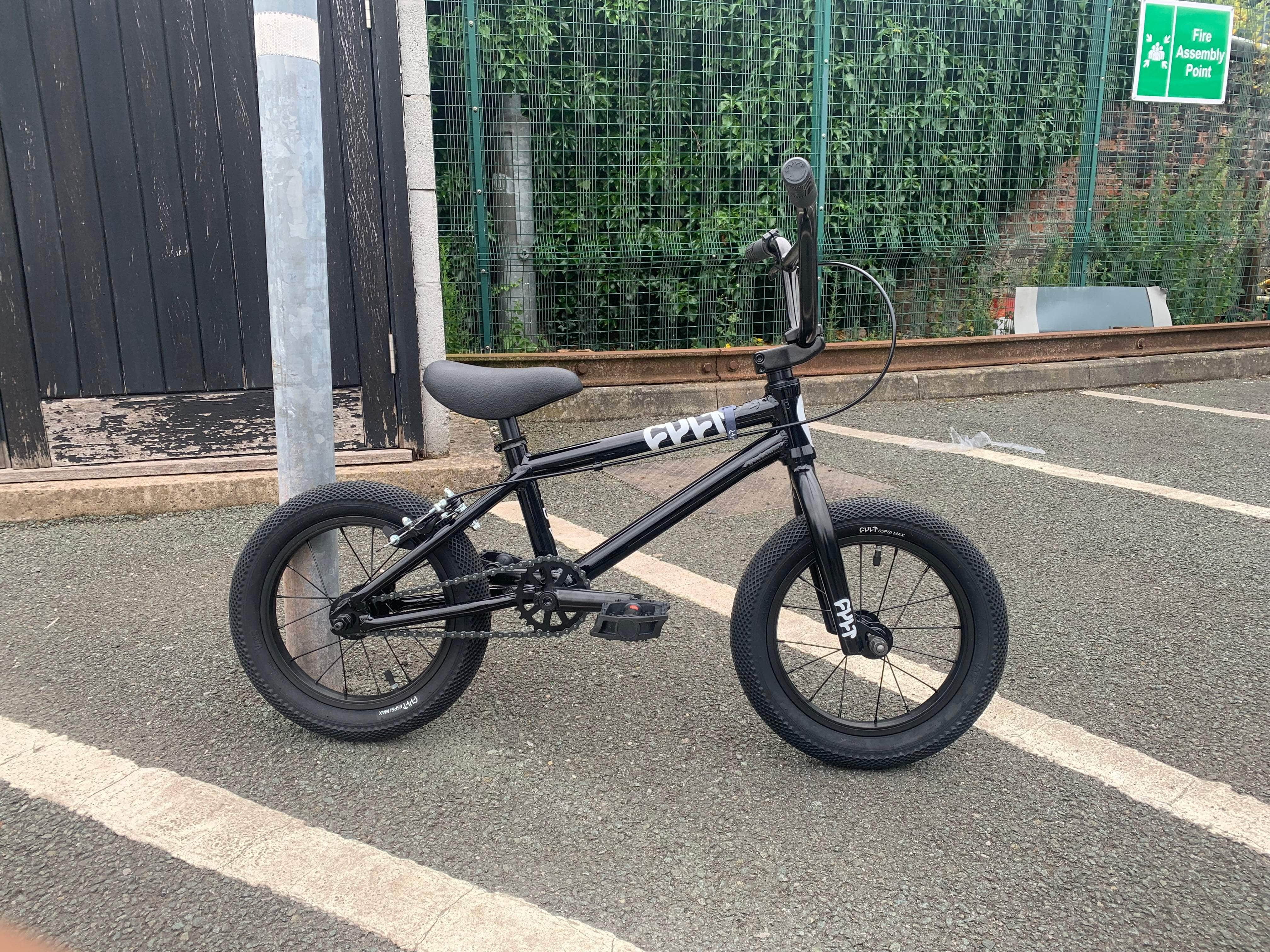 Cult 2024 Juvenile 14 Inch Kids BMX Bike Black Alans BMX