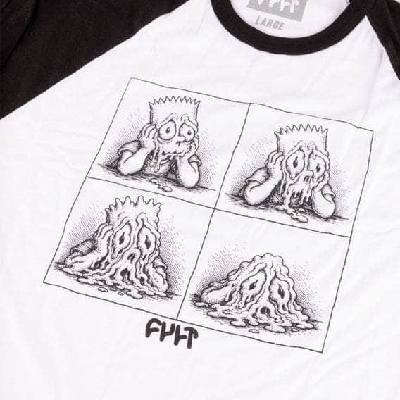 Cult Clothing & Shoes Cult Melted 3/4 Sleeve T-Shirt White