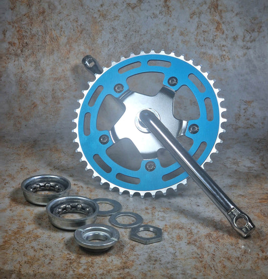 Darxide Old School BMX Blue Darxide Complete Old School One Piece Crank Drivetrain Kit