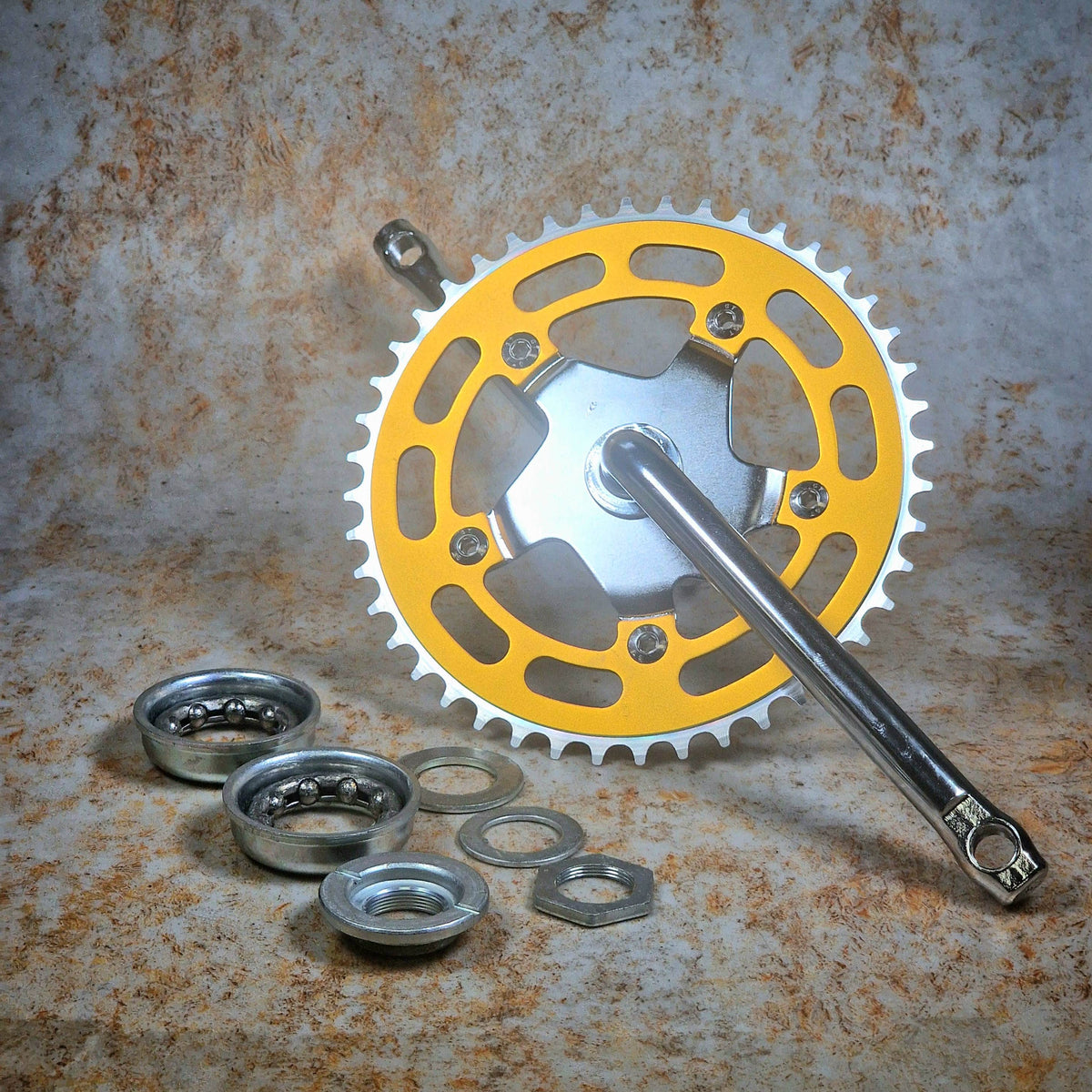 Darxide Old School BMX Gold Darxide Complete Old School One Piece Crank Drivetrain Kit