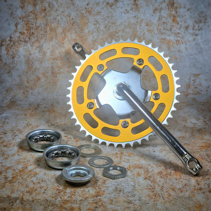 Darxide Old School BMX Gold Darxide Complete Old School One Piece Crank Drivetrain Kit