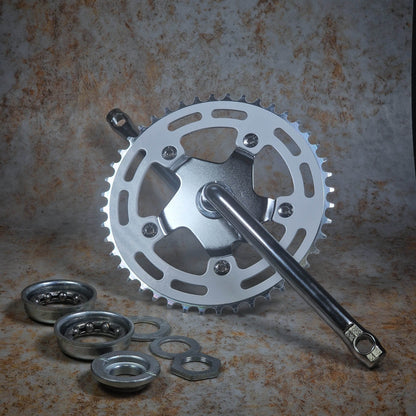 Darxide Old School BMX Silver Darxide Complete Old School One Piece Crank Drivetrain Kit