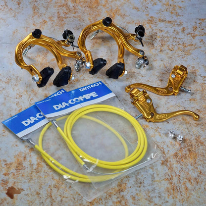 Dia-Compe Old School BMX Gold Dia-Compe 883QR / Tech-IV Complete Brake Kit Front and Rear