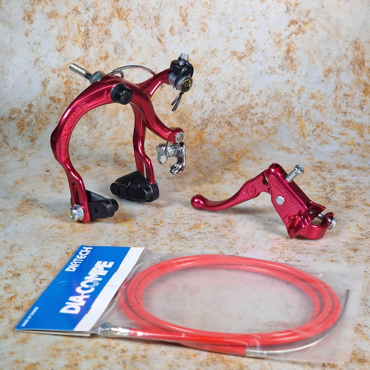 Dia-Compe Old School BMX Red / 883QR / LH Tech III Dia-Compe Complete Old School Brake Kit Rear