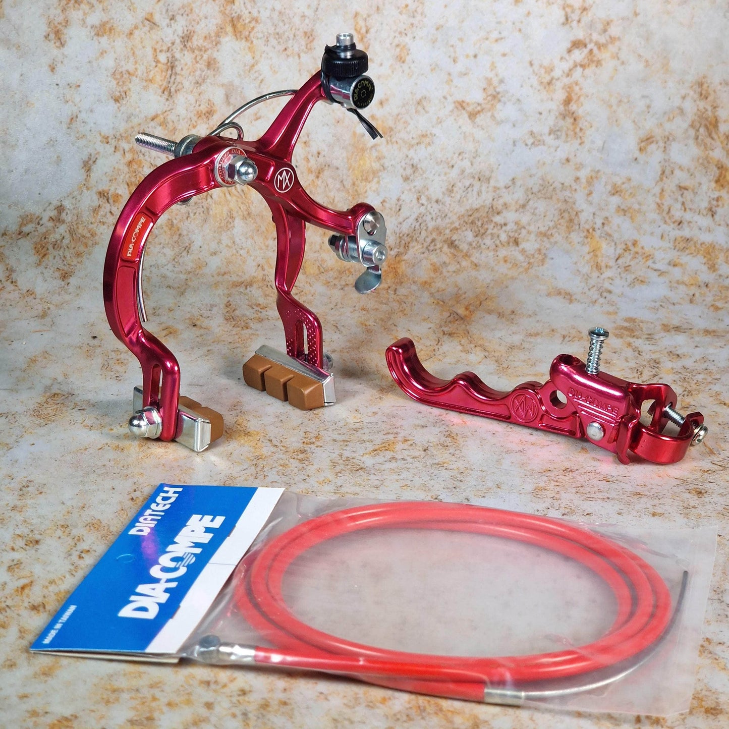 Dia-Compe Old School BMX Red / MX1000 / LH Tech II Dia-Compe Complete Old School Brake Kit Rear