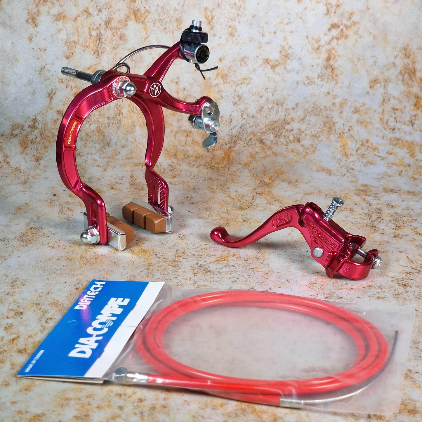 Dia-Compe Old School BMX Red / MX1000 / LH Tech IV Dia-Compe Complete Old School Brake Kit Rear