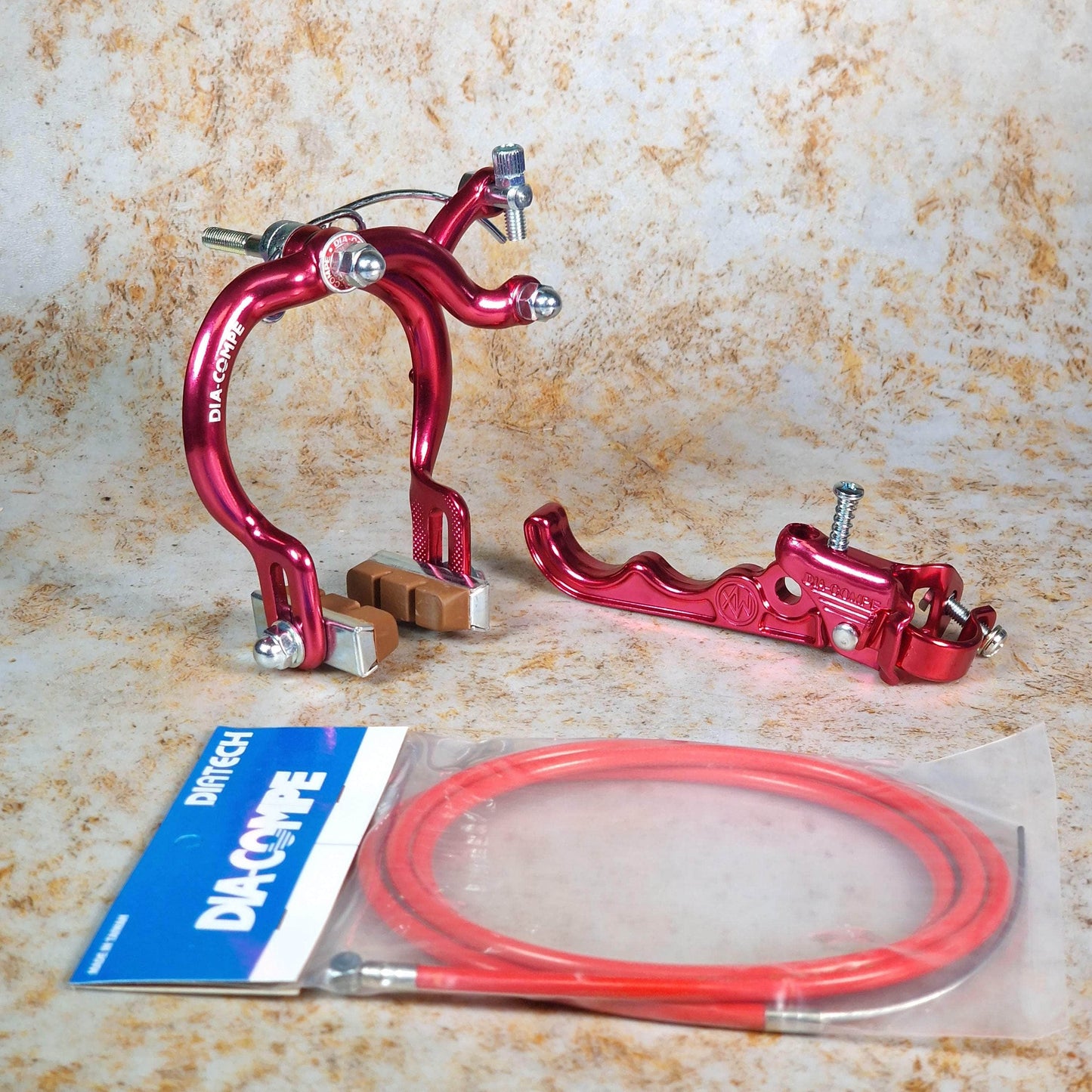 Dia-Compe Old School BMX Red / MX890 / LH Tech II Dia-Compe Complete Old School Brake Kit Rear
